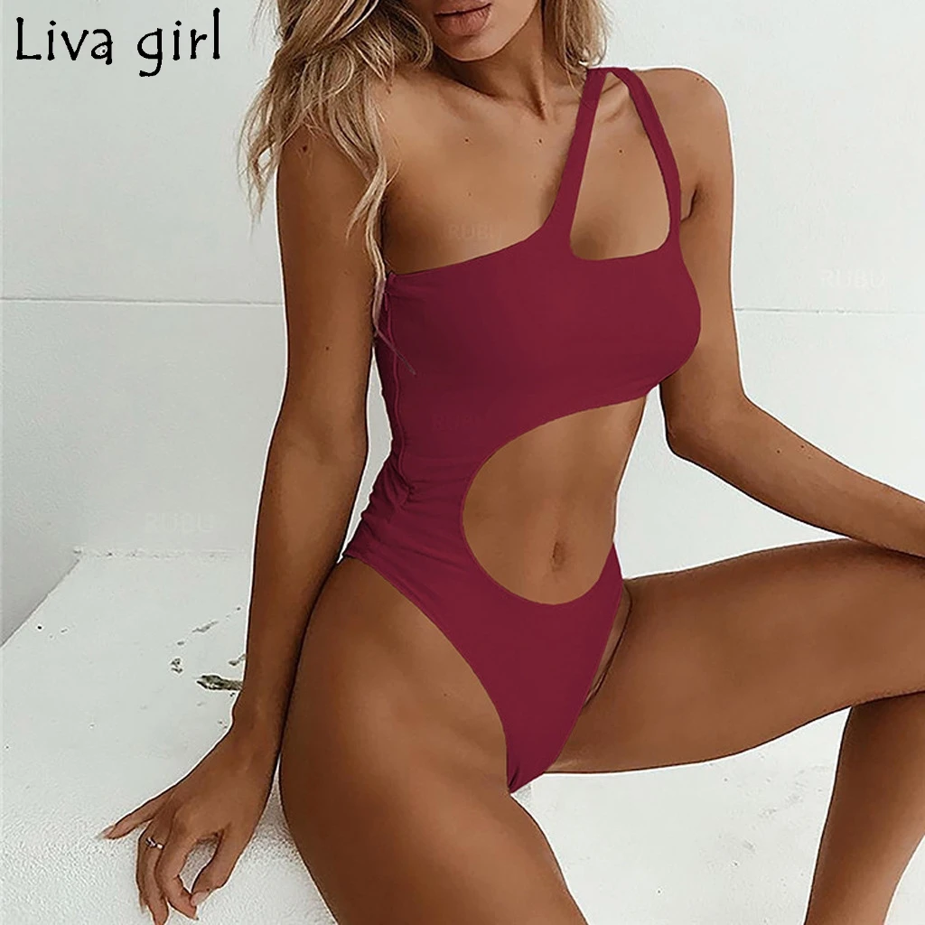 

Liva girl Sexy Leopard One-Piece Suits V-neck Bandage Padded Swimsuit Monokini Swimwear Women Bathing Suit Swimming Beach Wear