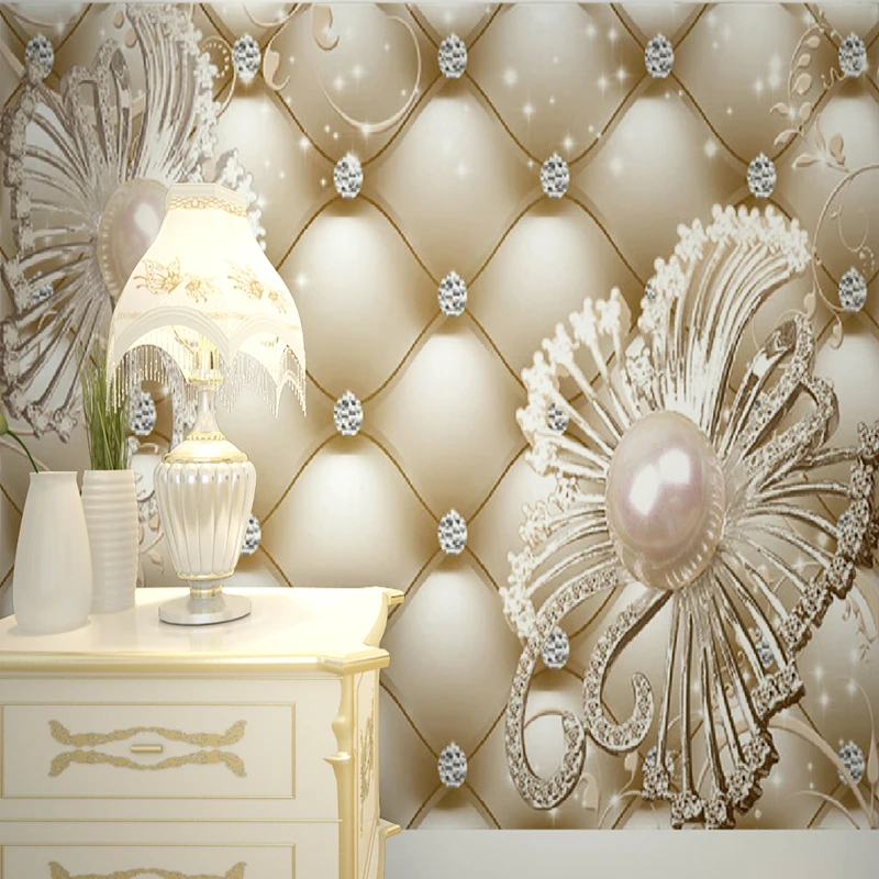 Personnalisé poster mural, papier peint 3d Bijoux fleur papier peint pour  salon chambre papier peint pour murs 3 d 2020 luxe décoration murale -  AliExpress