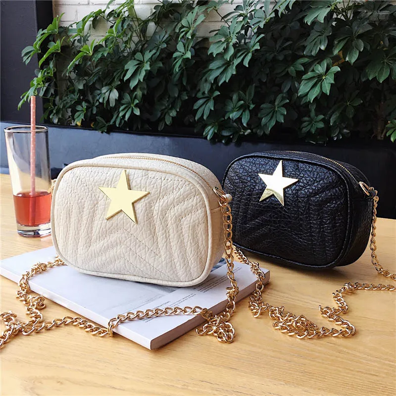 

Women Messenger Bag PU Leather Star Metal Chain Handbag Lady Girl Casual Crossbody Shoulder Bags Best Sale-WT