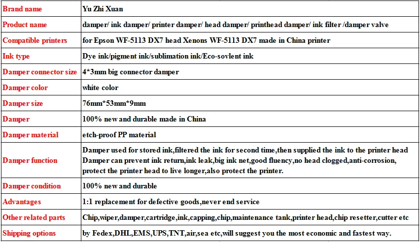 for Epson WF5113 DX7 damper