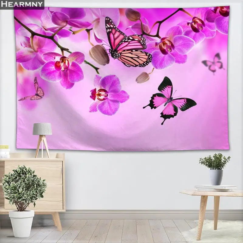 Пользовательские бабочки цветок настенный гобелен украшения дома настенный гобелен лес для спальни 100x150 см, 140x250 см - Цвет: 15