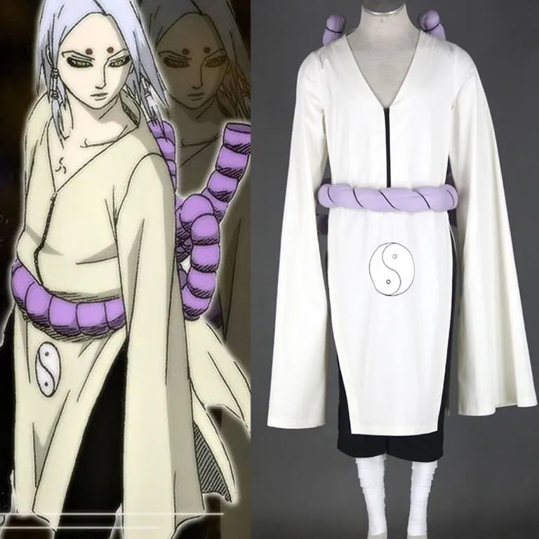 

Men's Naruto kaguya kimimaro Cosplay Costume Robes+ Rubber Pants+ Rope group+10 meters white bandage X2