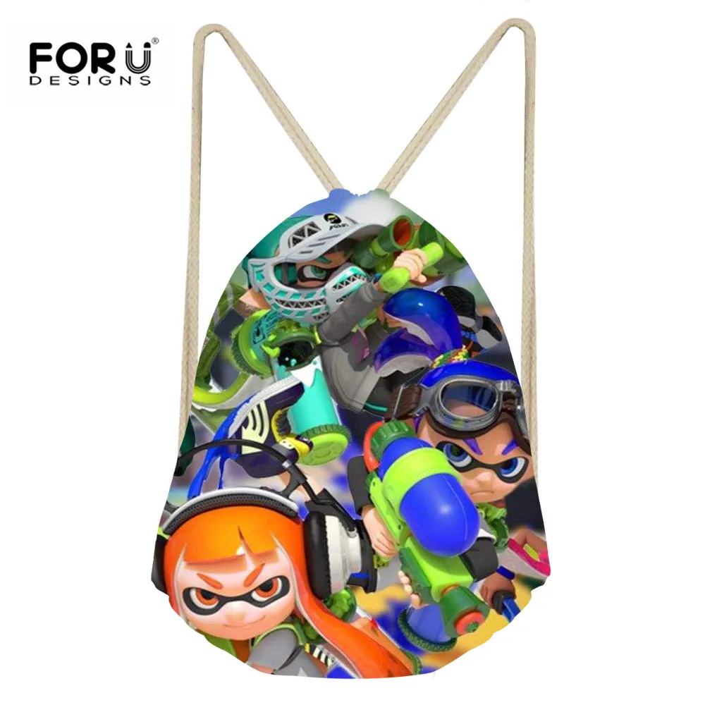 

FORUDESIGNS Boys Drawstring Bags For Outdoor Sports Splatoon 2 Printed Kids Daily Backpack Fashion Swimming Running Cycling Bag