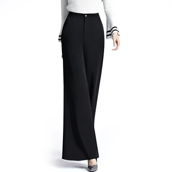 

Spring Summer Fashion Elegant Office Lady Suit Pants Female High Waist Loose Black Wide Leg Pants Women's Trousers Plus Size 5XL