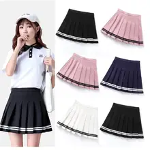1 шт. летняя Высокая полоска на талии плиссированная юбка ветер Косплей kawaii Женская Мини Полосатая юбка с безопасной
