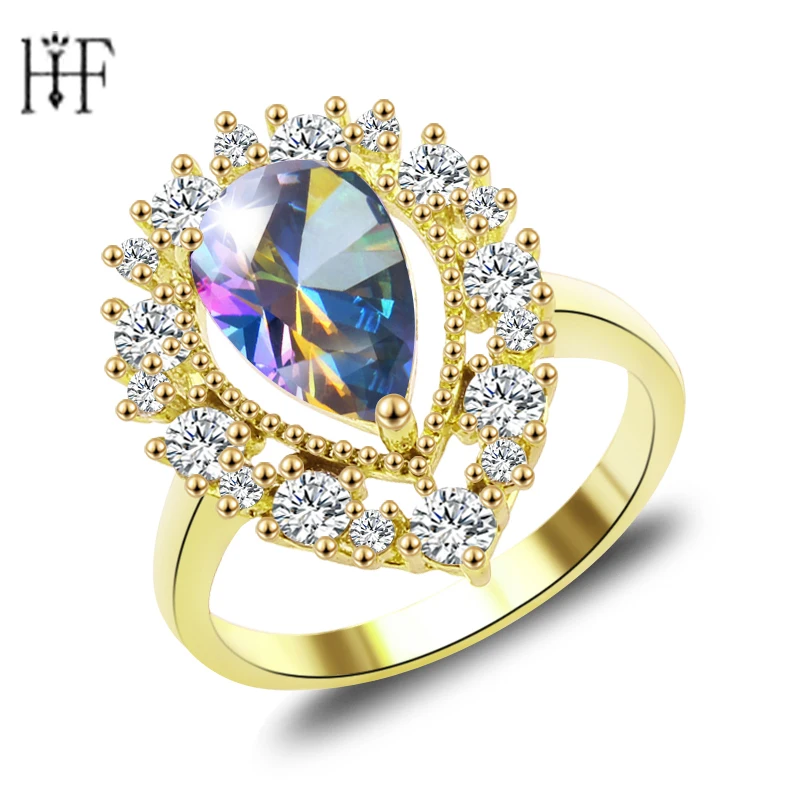 

Female Mystery Rainbow Ring Fashion Style Gold Filled Jewelry Vintage Wedding Rings For Women 2017 New Year Gifts