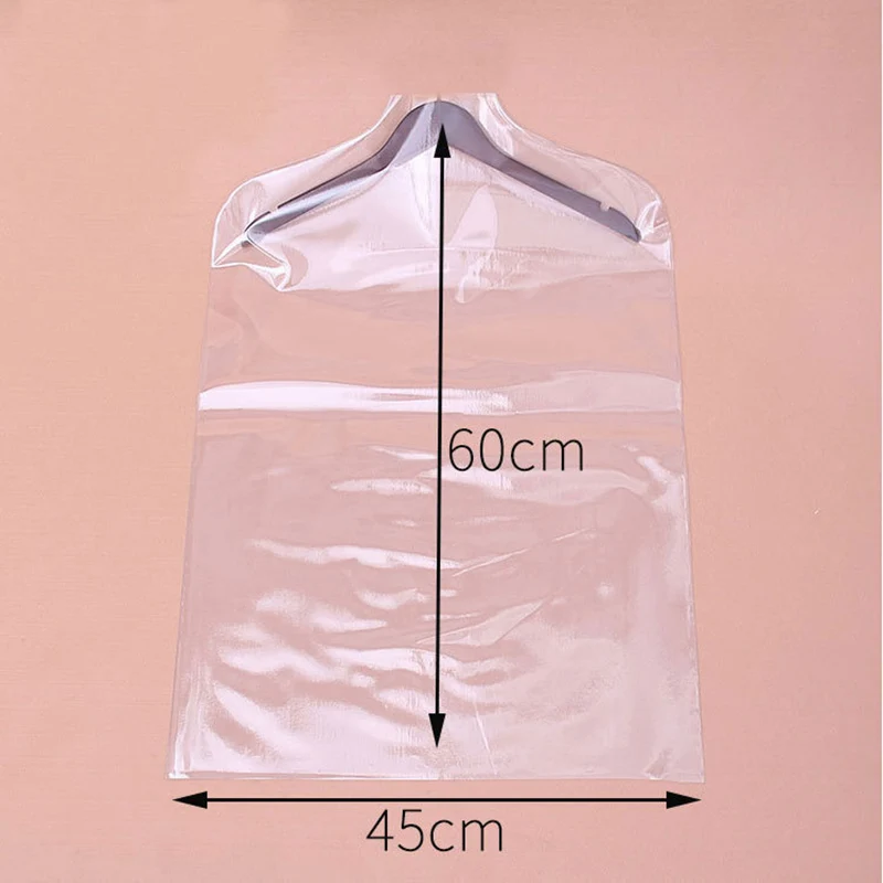 Упаковка из 5 шт. прозрачных ПВХ чехлов для одежды пальто куртка рубашка костюм пылевлагостойкий защитный чехол KU001 - Цвет: 45x60cm