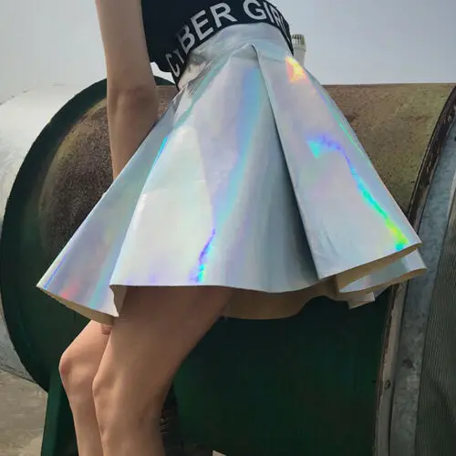 

Women Pu Leather Short Skirt Cheerleader High Waist Mini Skater Skirt Fashion Girls Clothes Summer 2019