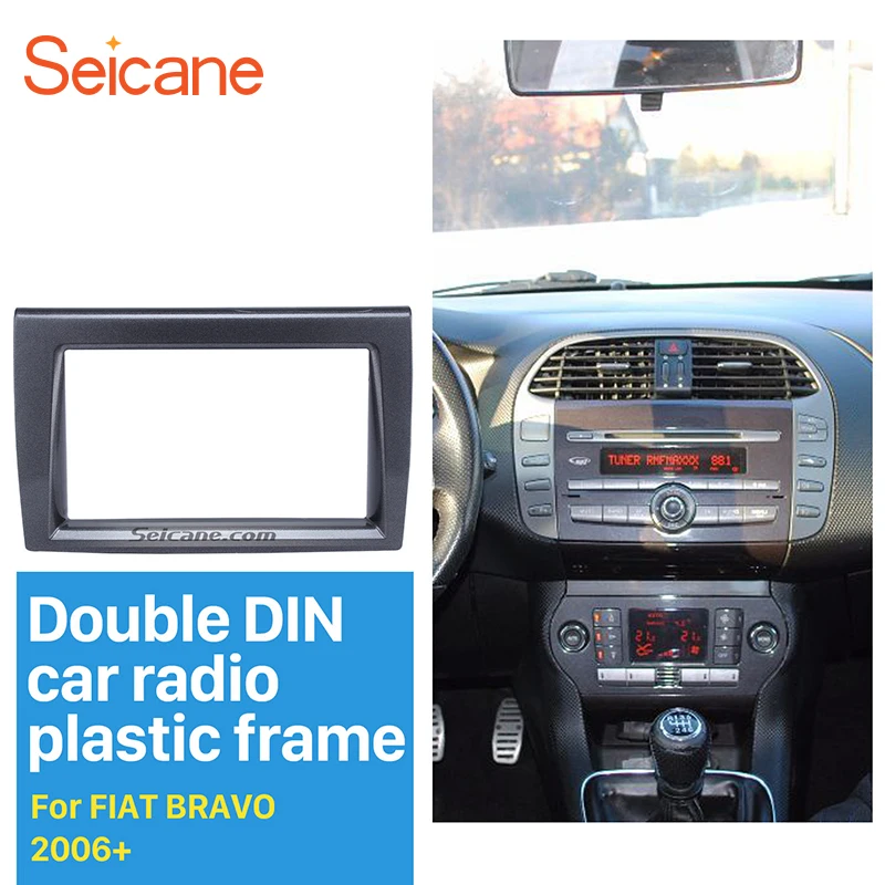 

Seicane Refined Double Din Car Radio Fascia DVD Player Frame for 2006+ FIAT BRAVO Audio Cover In Dash Mount Kit Panel Plate