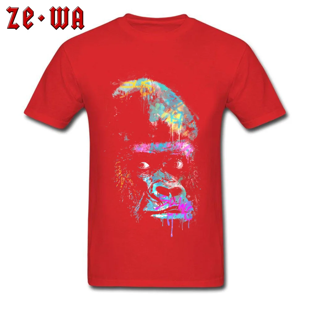 Gorilla street head T Shirt Funny Short Sleeve Latest Crewneck 100% Cotton Tops & Tees Normal Tops & Tees for Men April FOOL DAY Gorilla street head red
