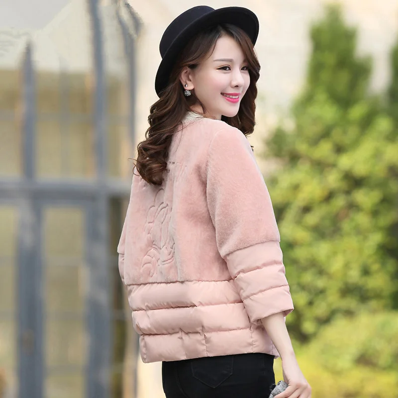 Manteaux Parka Coton rose Ouatée Agneaux Base Vestes D'hiver Pardessus Laine rouge Noir Femmes Jaquetas De Court blanc Manteau Veste Couture Yp0645 2017 O7zqwWYB7
