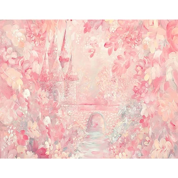 

Oil Painting Pink Wonderland Castle Backdrop for Newborn Photography Princess Baby Girl Birthday Party Banner Photo Background