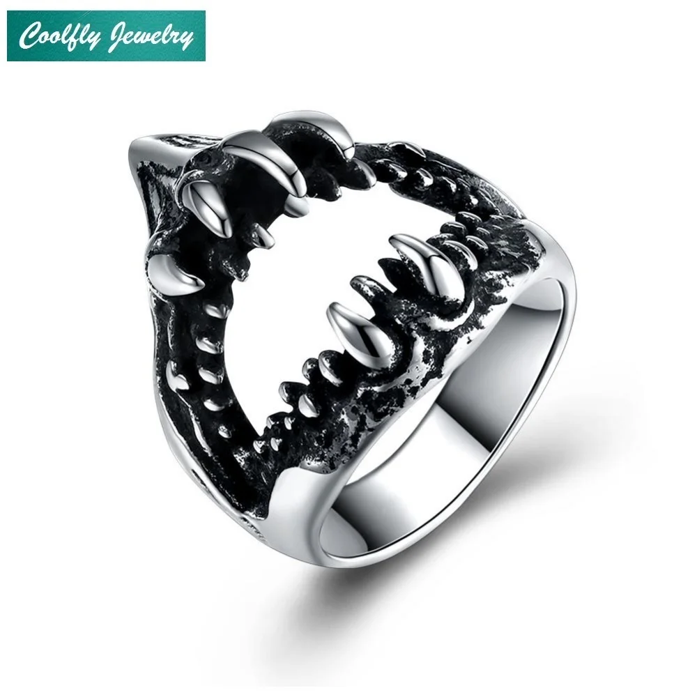

Vintage Titanium Steel Large Shark Mouth Rings For Men Gothic Style Biker Viking Punk Fashion Jewelry Gift Anillo Size 8-12