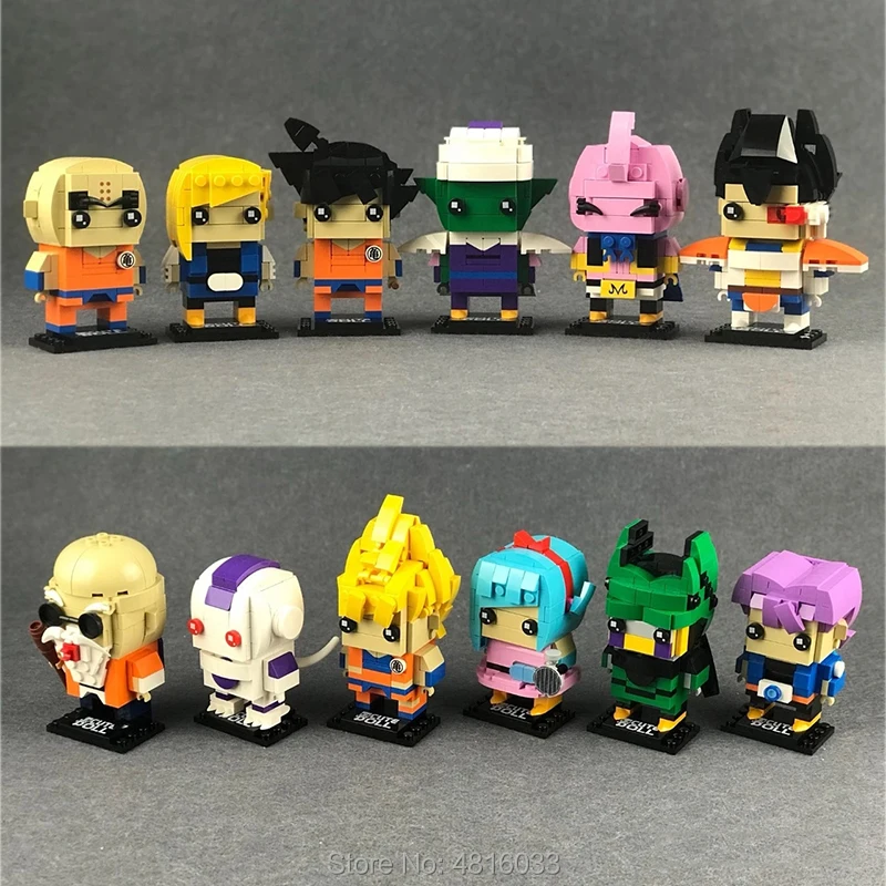 

12set/lot BrickHeadz Anime Auction Figures Sun goku,Vegeta,Frieza compatible legoinglys dragon ball CuteDoll Building Block toys