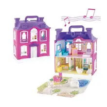 Игрушка для девочек, двухэтажная роскошная вилла, игрушка для детей, игровой дом, сцена, игрушка, фиолетовая вилла, светильник, музыка, детские игрушки