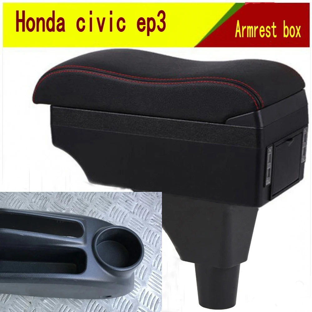 

For honda civic ep3 armrest box central Store content Storage box armrest box with cup holder ashtray USB interface