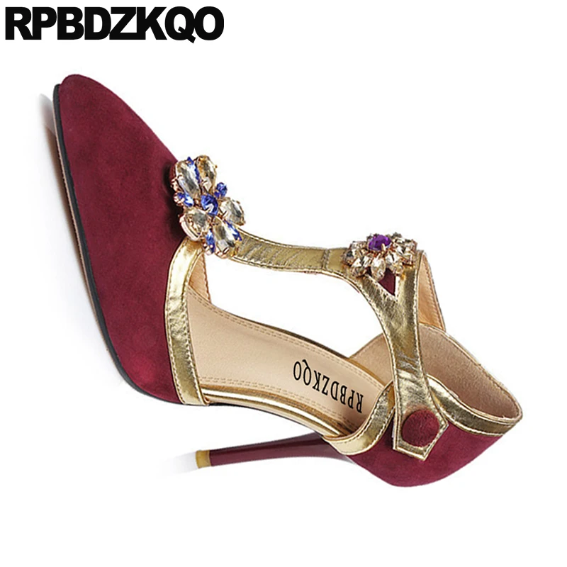 Женские Стразы scarpin jewel замшевые Цветочные женские туфли на высоком каблуке с