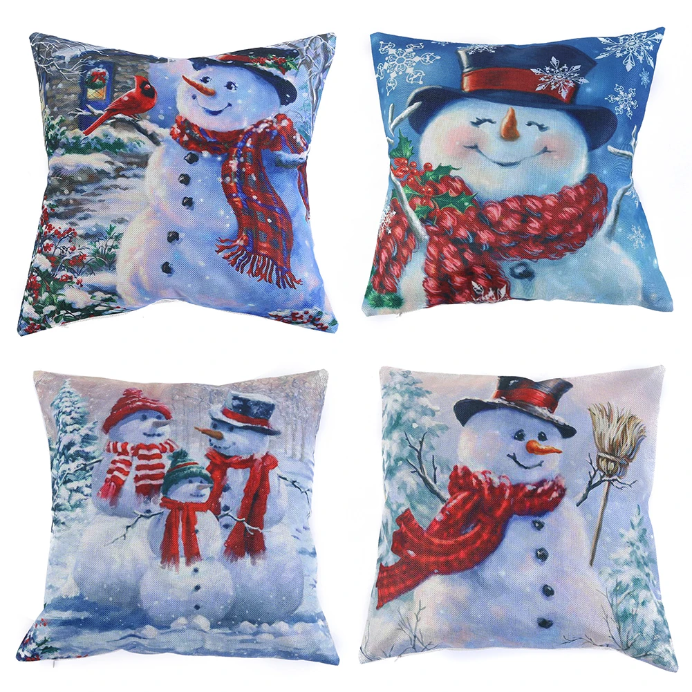 

Christmas Decoration for home Xmas Decorative Pillow Case Snowman Christmas Cotton Linen Cushion Cover Home Decor