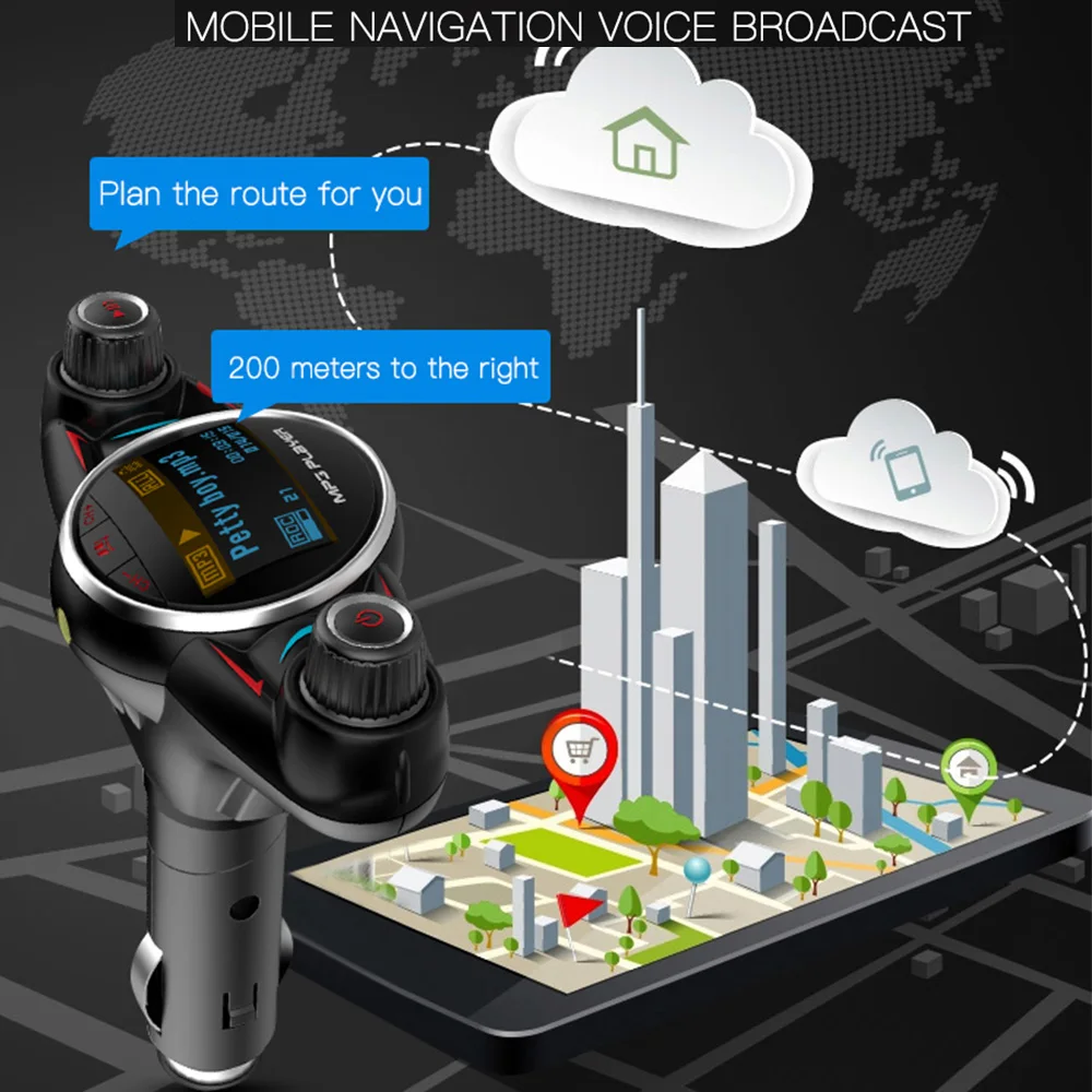 Автомобильный FM трансмиттер Konrisa модулятор Aux Выход MP3 плеер Bluetooth громкая связь