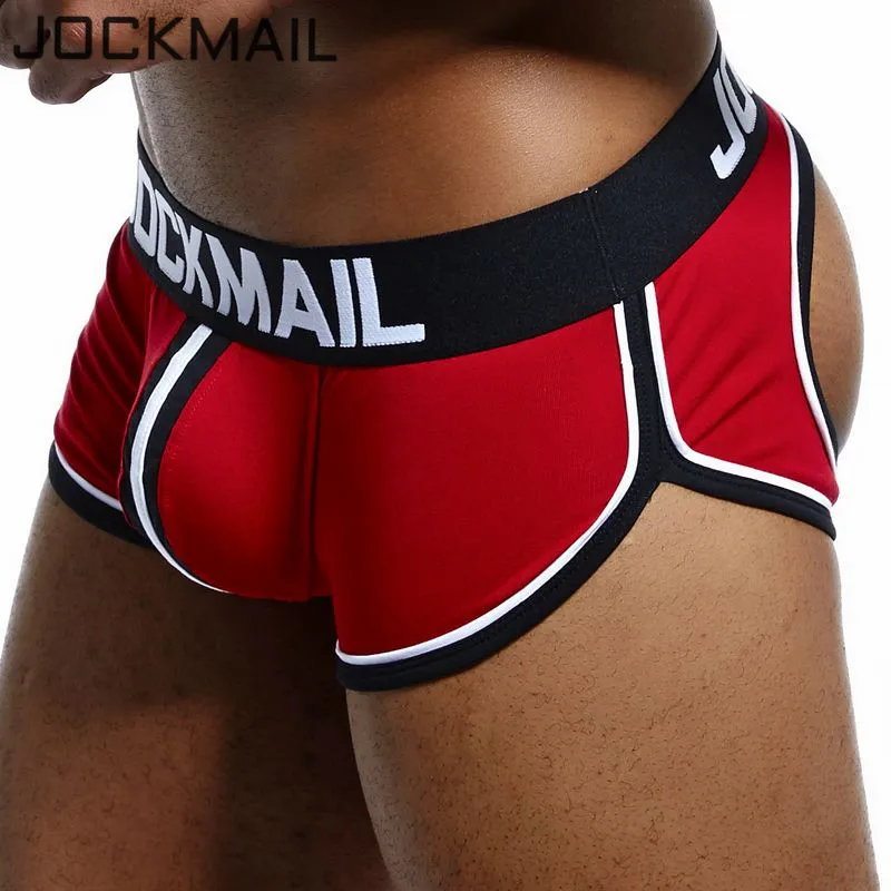 JOCKMAIL бренд сексуальный мужские трусы с защитой паха дышащий cueca Гей Нижнее белье хлопок boxershorts трусики с низкой талией стринги g-стринги