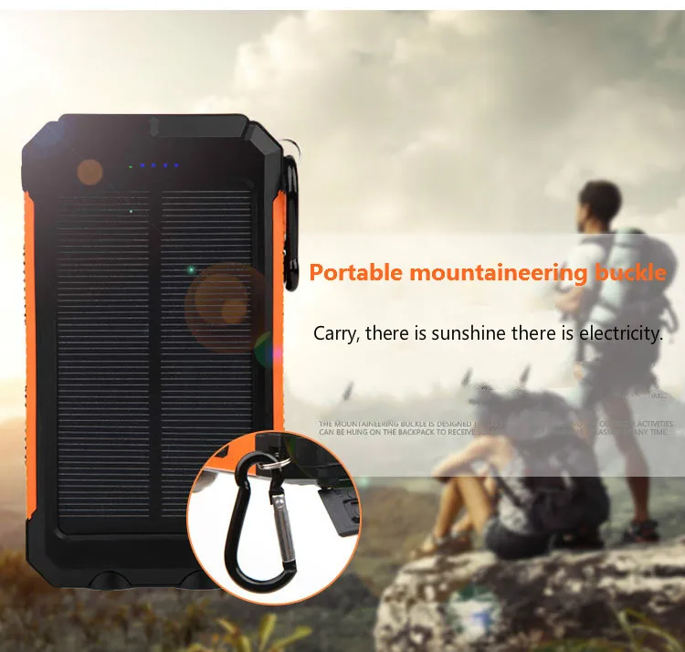 Billige Solar Power Bank Echt 20000 mAh Dual USB Externe Wasserdichte Polymer Ladegerät Im Freien Licht Lampe Power Ferisi