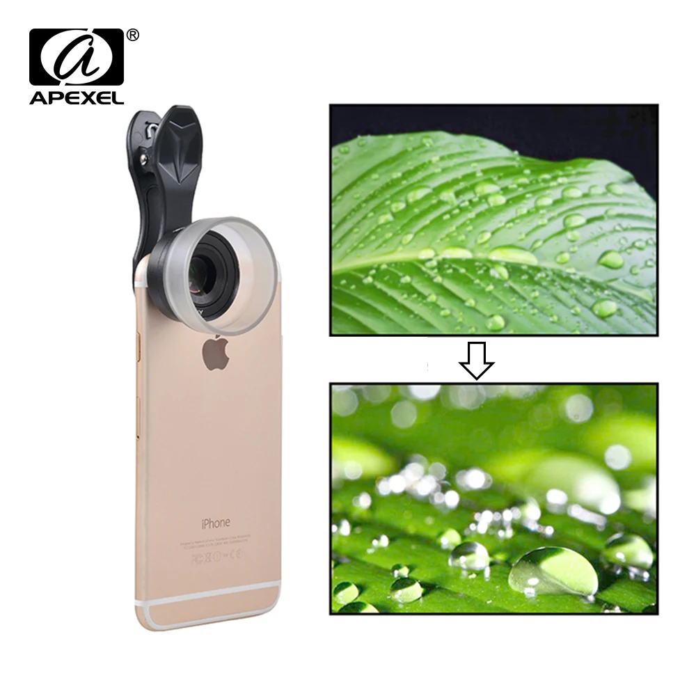 imágenes para APEXEL 25mm súper lente macro fotografía detechable 10X super macro lentes con clip universal para Samsung s8 más Xiaomi ios imágenes para APEXEL 25mm súper lente macro fotografía detechable 10X super macro lentes con clip universal para Samsung s8 más Xiaomi ios