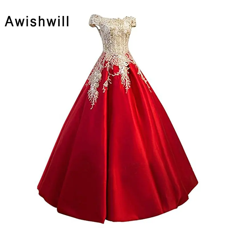 satin red gown