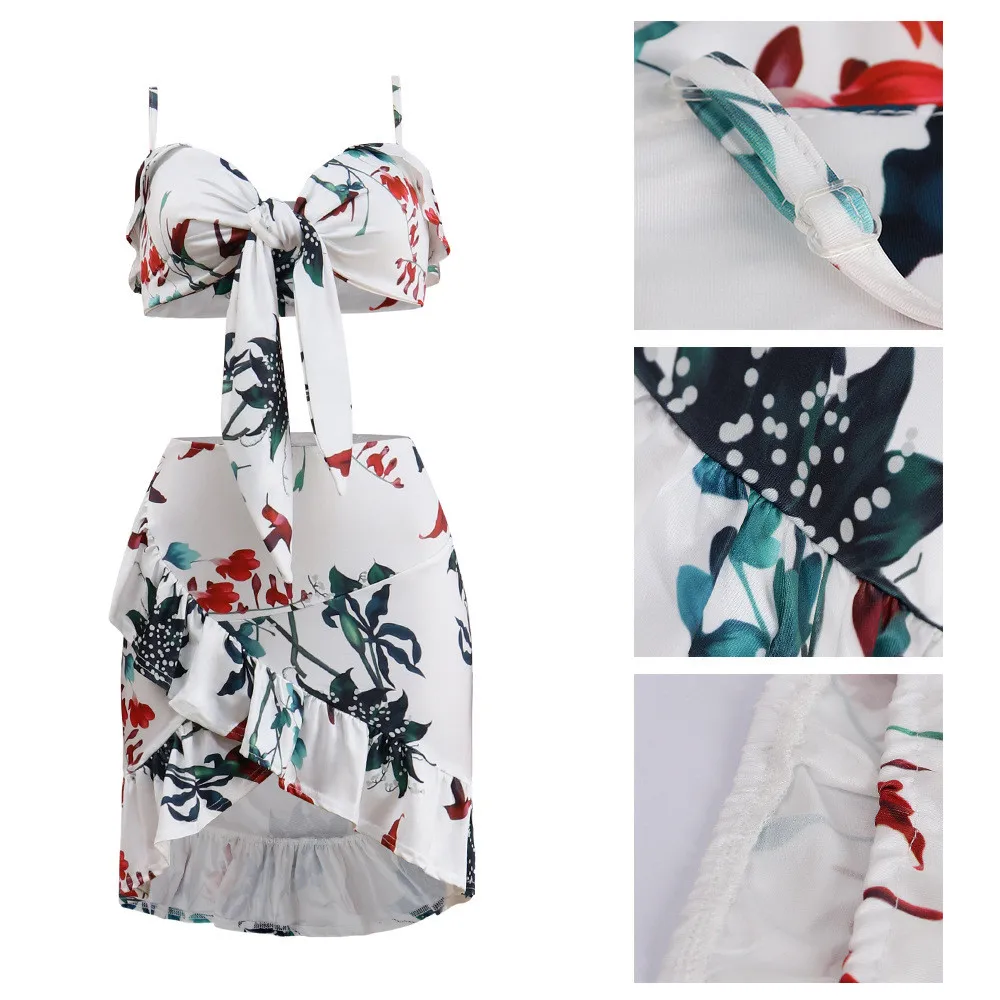 Sexy sling straps printed ruffled nightclub two-piece set suits 17_