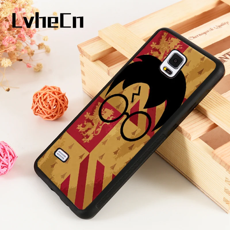 

LvheCn S3 S4 S5 Phone Cover Cases For Samsung Galaxy S6 S7 S8 S9 egde plus Note 4 5 8 9 Glasses and Scar Gryffindor Harry Potter