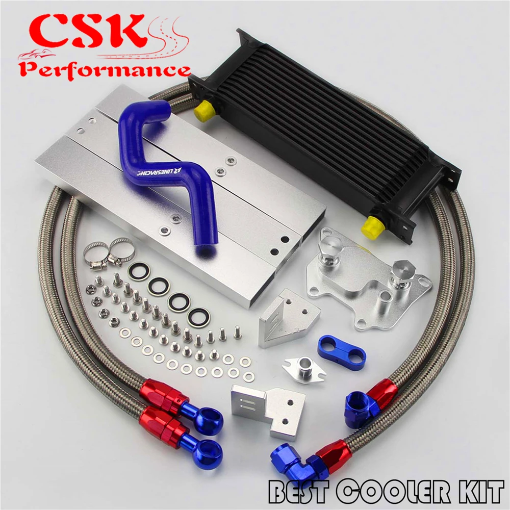

13 Row AN8 Oil Cooler+AN8 Oil Lines Kit Fits For VW Golf MK7 GTI Engine EA-888 III Black/Silver