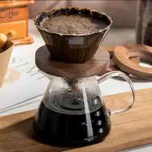 Популярный новейший ручной кофейник, набор из термостойкого стекла капсула и полка из цельного дерева многоразовый фильтр для кофе