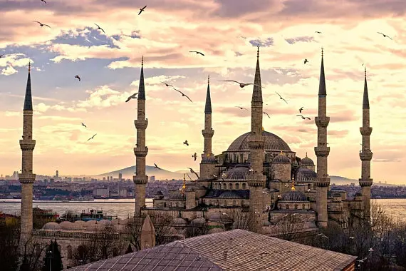 3D эффект Вид из окна WALL Наклейки Голубой мечети в Стамбуле виниловая наклейка росписи декора пейзаж Книги по искусству домашнего декора подарок