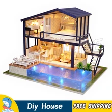 Миниатюрный Кукольный дом время дуплекс квартира бассейн кукольная мебель для взрослых игрушки для подростков фигурные строительные Подарки Наборы