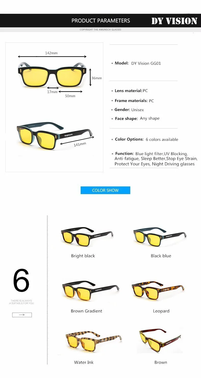 DYVision Protect Your Eyes Anti-Fatigue UV Blocking Blue Light Filter Stop Eye Strain Protection Gaming Glasses[Sleep Better]