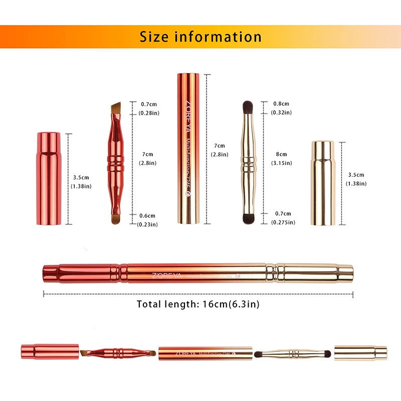 ZOREYA 4 головки многофункциональная Кисть для макияжа Выдвижная металлическая кисть для теней для бровей Косметика Золотой Регулируемый инструмент