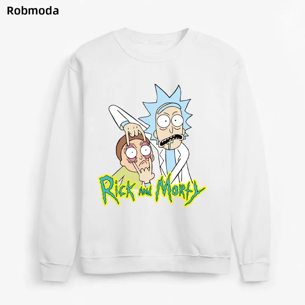 

2019 New Pullovers Streetwear hip-hop hoodies for men white gray long sleeve sweatshirts rick and morty fashion brand tracksuits