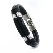 Горячая мода ювелирные изделия Веревка сплав кожаный браслет мужчины случайные личности ПУ плетеный из бисера браслет ретро браслет для женщин