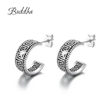 

Women 925 Sterling Silver Cute Stud Earrings Backspace Design for Girls Heart Gift Buddha Earrings Minimalist Jewelry