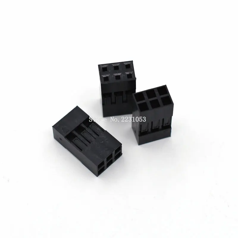 

50PCS/LOT Dupont connector 2*3P 2*3 pin 6 Pin Double Row 2.54 mm Plastic Shell Through Hole Housing