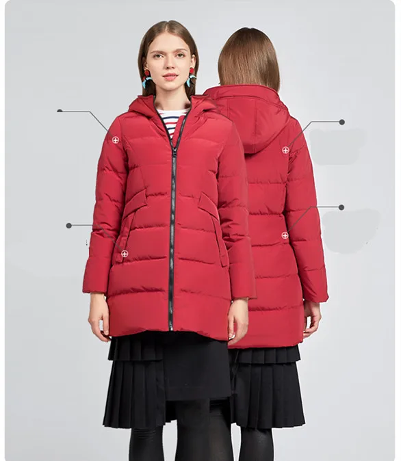 Down Jacket Women's Winter Parkas Long Down Coat 2018 Ladies Grey Duck Down Jacket Solid Hooded Coats Plus Size LZ961 (11)