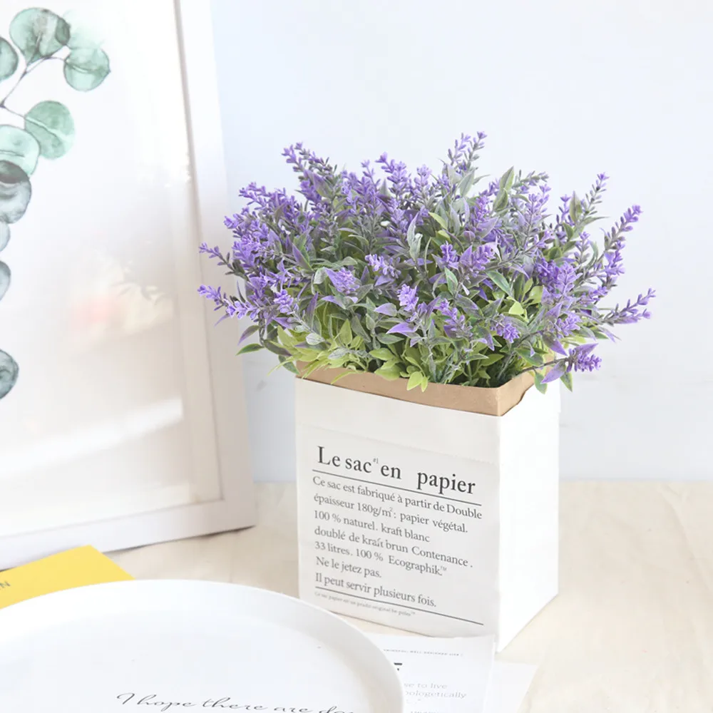 

15Heads Artificial Flowers Lavender Fake Bridal Bunch Wedding Party Home Decor artificial flowers for home decoration artificial