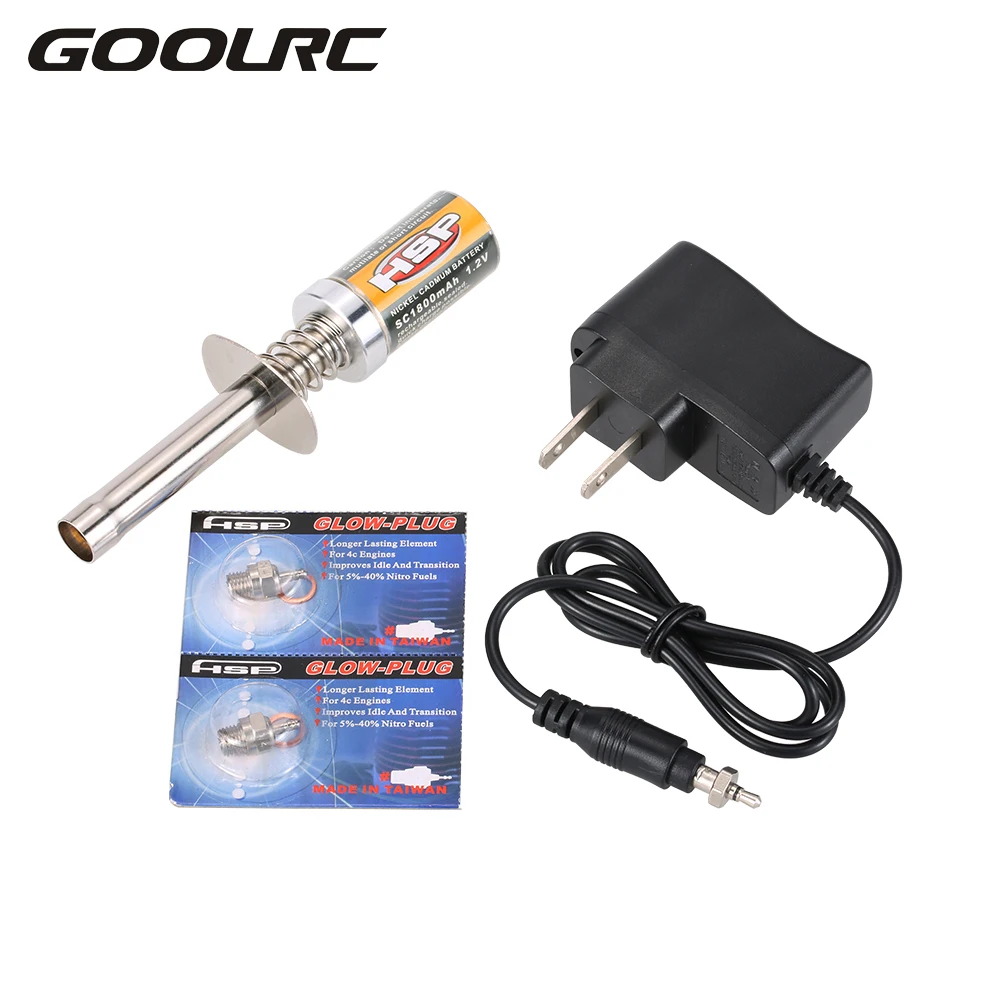 

Nitro Starter Kit Glow Plug Igniter w Battery Charger 2Pcs N4 Glow Plug Combo for RedCat Nitro Powered 1/8 1/10 RC Car