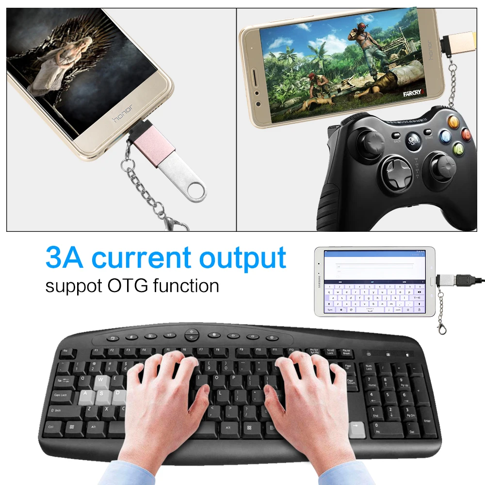 Tongdaytech 2 упаковки адаптер типа C внешний OTG конвертер с брелоком для Macbook Samsung Note