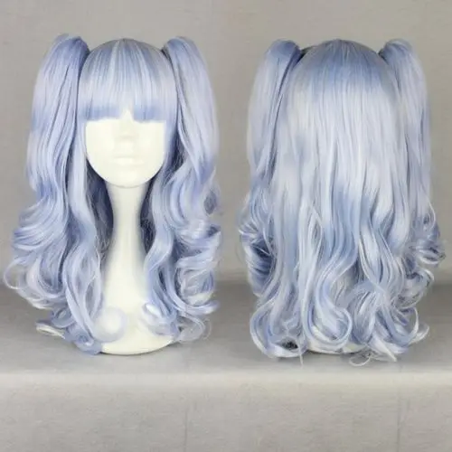NEW COS Free Shipping &gt&gt&gt&gtJapanese Harajuku Ice Blue Muxed Cosplay Long Curly Lolita Party Wig Vogue |
