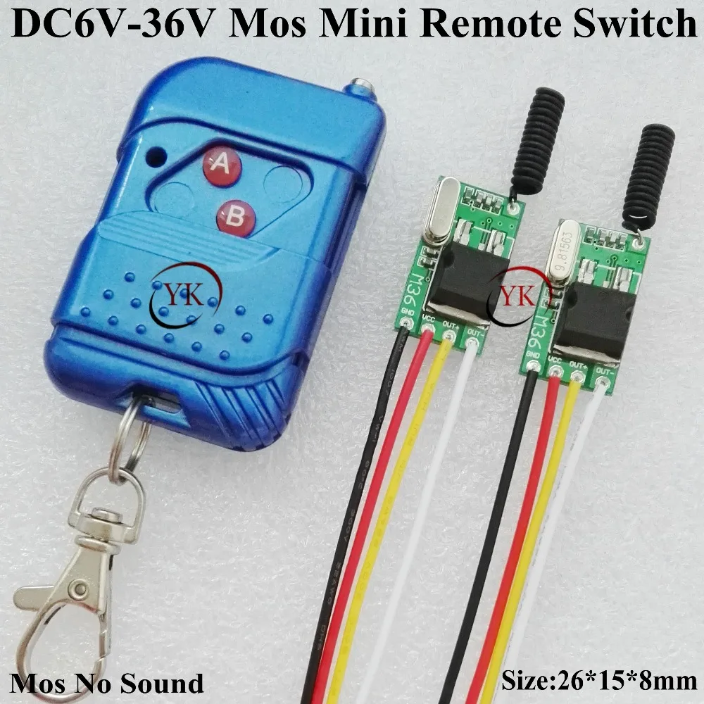 

RF Small Remote Control Switch DC 6V-36V 7.4V 9V 12V 13V 14V 16V 18V 24V 28V 36V Micro Wireless Switch Car Light Lamp LED Remote