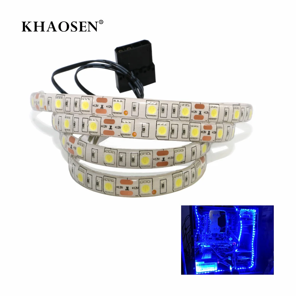 PC حالة led أضواء SATA امدادات الطاقة ل وحدة معالجة خارجية للحاسوب 5050 SMD مرنة LED قطاع 12 V DC خلفية PC RGB LED قطاع ضوء