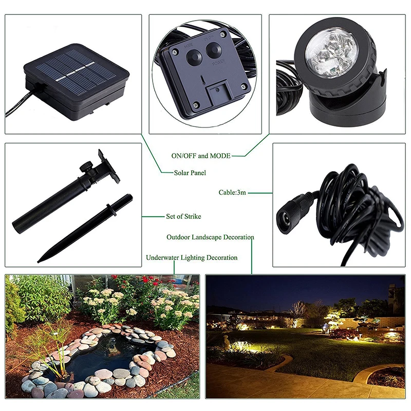 Точечный светильник на солнечной батарее 6 светодиодов|solar lamp|waterproof solar lamp6 led |