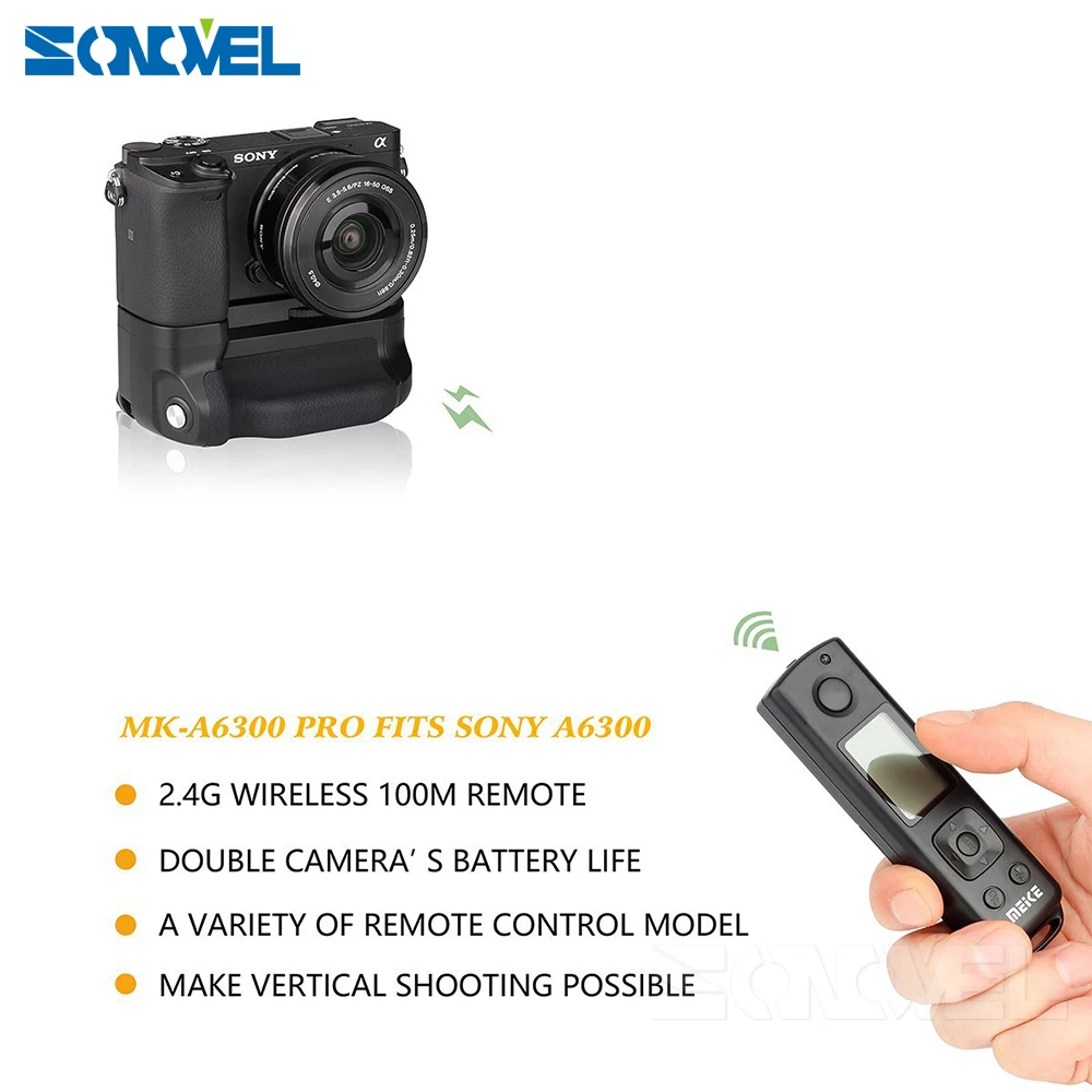 Meike MK A6300 pro держатель аккумулятора Встроенный 2 4G беспроводной пульт