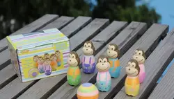 Дети мультфильм деревянные игрушки шарик Боулинг/дети ребенок Классический Боулинг игрушки включают 6 обезьян и 1 мяч, упаковка коробки