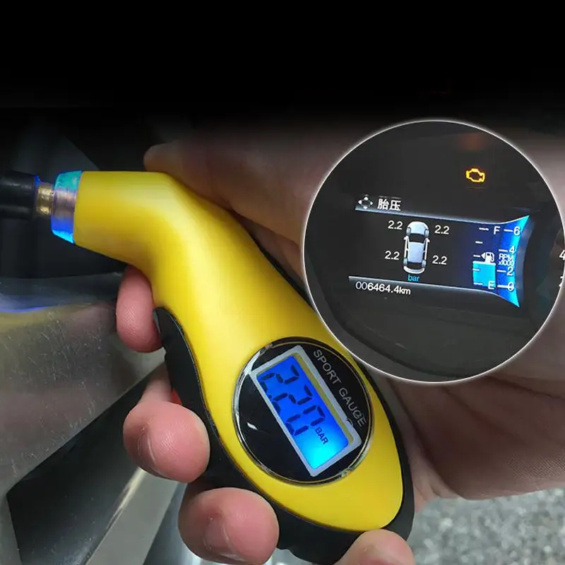 Car Motorcycle LCD Digital Display Tire Tyre Air Pressure LED Backlit